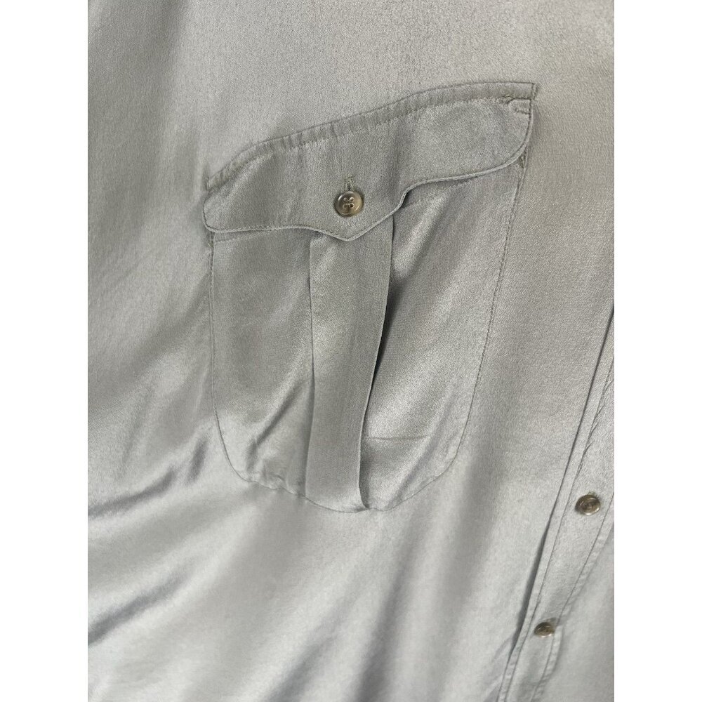 Polo Ralph Lauren 100% Silk Blouse Batwing Oversize Olive Green Asymmetrical M/L - Picture 5 of 11